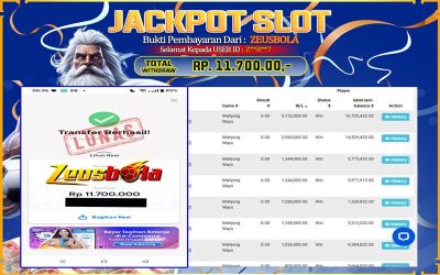 Bukti Kemenangan Member Setia Kami Z**R**7 Sebesar Rp 11.700.000 di Permainan PG