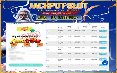 Bukti Kemenangan Member Setia Kami R**A*54 Sebesar Rp 9.886.000 di Permainan PG