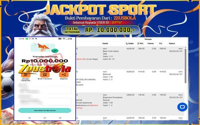 Bukti Kemenangan Member Setia Kami ZO**6* Sebesar Rp 10.000.000 di Permainan Saba Sports