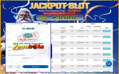 Bukti Kemenangan Member Setia Kami YU***Z**S Sebesar Rp 30.500.000 di Permainan PG