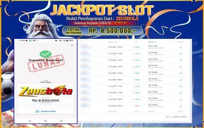 Bukti Kemenangan Member Setia Kami ZS4* Sebesar Rp 8.500.000 di Permainan Sweet Bonanza 1000