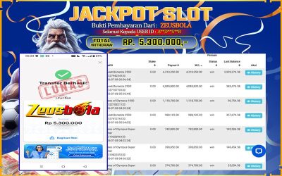 Bukti Kemenangan Member Setia Kami ADS**R Sebesar Rp 5.300.000 di Permainan Sweet Bonanza 2500