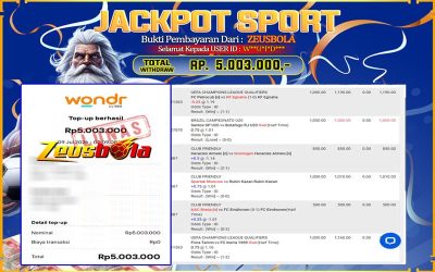 Bukti Kemenangan Member Setia Kami W**U*I*D*** Sebesar Rp 5.003.000 di Permainan UBO Sports