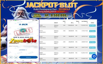 Bukti Kemenangan Member Setia Kami D*D*A*F* Sebesar Rp 9.500.000 di Permainan PG