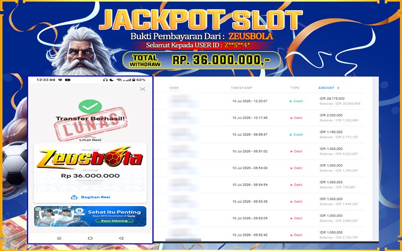 Bukti Kemenangan Member Setia Kami ZS4* Sebesar Rp 36.000.000 di Permainan Starlight Princess 1000
