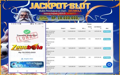 Bukti Kemenangan Member Setia Kami HKI*7 Sebesar Rp 10.000.000 di Permainan Pragmatic Direct 6