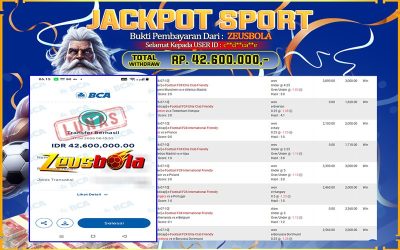 Bukti Kemenangan Member Setia Kami CDCA**E Sebesar Rp 42.600.000 di Permainan SBO Sport