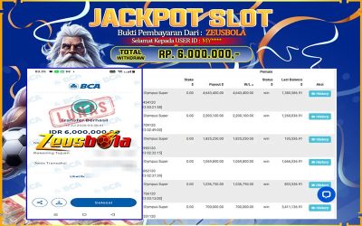 Bukti Kemenangan Member Setia Kami MY**** Sebesar Rp 6.000.000 di Permainan Pragmatic Direct 6