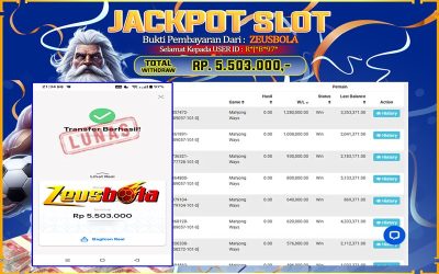 Bukti Kemenangan Member Setia Kami R*J*B*97* Sebesar Rp 5.503.000 di Permainan PG