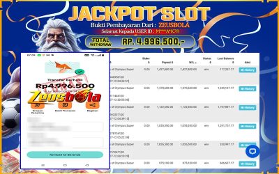 Bukti Kemenangan Member Setia Kami M***A*K78 Sebesar Rp 4.996.500 di Permainan Pragmatic Direct 6