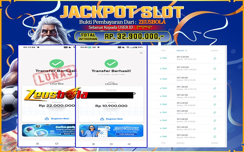 Bukti Kemenangan Member Setia Kami ZS4* Sebesar Rp 32.900.000 di Permainan Mahjong Wins 3 – Black Scatter