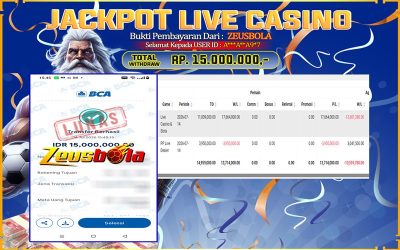 Bukti Kemenangan Member Setia Kami A*AA9*7 Sebesar Rp 15.000.000 di Permainan LIVE CASINO