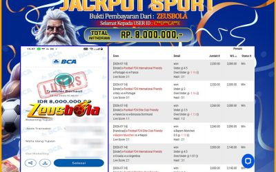 Bukti Kemenangan Member Setia Kami CDCA**E Sebesar Rp 8.000.000 di Permainan SBO Sport
