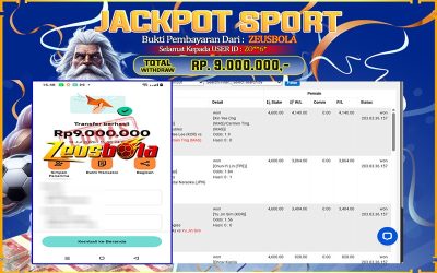 Bukti Kemenangan Member Setia Kami ZO**6* Sebesar Rp 9.000.000 di Permainan Saba Sports