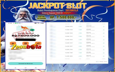Bukti Kemenangan Member Setia Kami S*O*L** Sebesar Rp 7.500.000 di Permainan Gates Of Olympus 1000