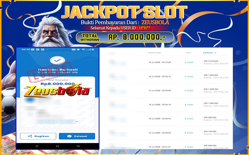 Bukti Kemenangan Member Setia Kami H*R** Sebesar Rp 8.000.000 di Permainan PGSoft –  Mahjong Ways 2