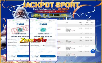 Bukti Kemenangan Member Setia Kami C**D**CA**E Sebesar Rp 33.000.000 di Permainan SBO Sport