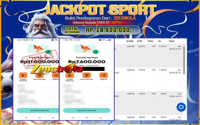 Bukti Kemenangan Member Setia Kami ZO**6* Sebesar Rp 18.600.000 di Permainan Saba Sports