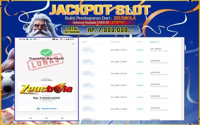 Bukti Kemenangan Member Setia Kami ZS4* Sebesar Rp 7.000.000 di Permainan Mahjong Ways