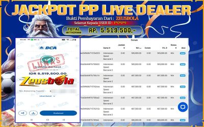 Bukti Kemenangan Member Setia Kami F*0*0*9 Sebesar Rp 5.519.500 di Permainan PP Live Dealer