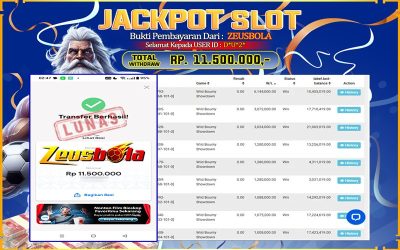 Bukti Kemenangan Member Setia Kami D*U*2* Sebesar Rp 11.500.000 di Permainan Wild Bounty Showdown