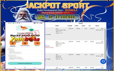Bukti Kemenangan Member Setia Kami ZO**6* Sebesar Rp 37.200.000 di Permainan Saba Sports