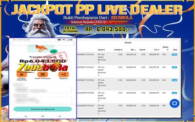 Bukti Kemenangan Member Setia Kami W**U*I*D*** Sebesar Rp 6.043.500 di Permainan PP Live Dealer