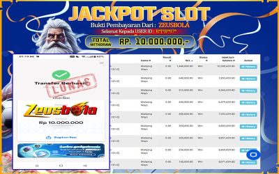 Bukti Kemenangan Member Setia Kami R*J*B*97* Sebesar Rp 10.000.000 di Permainan PG
