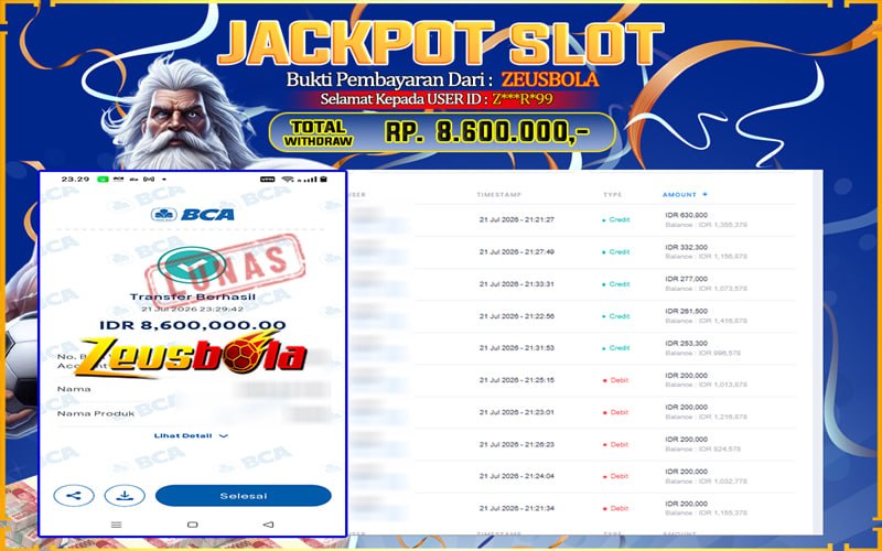 Bukti Kemenangan Member Setia Kami Z***R*99 Sebesar Rp 8.600.000 di Permainan Sugar Rush